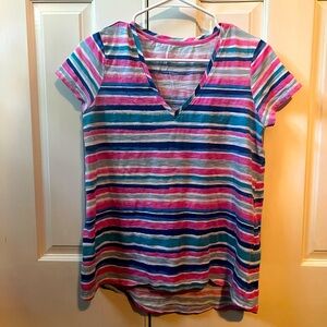 Lilly Pulitzer Sandy Shell Stripe Etta V neck shirt